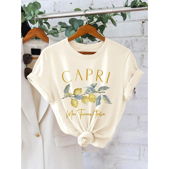 Lemon Letter Print T-shirt Vintage Graphic Tees Image 3