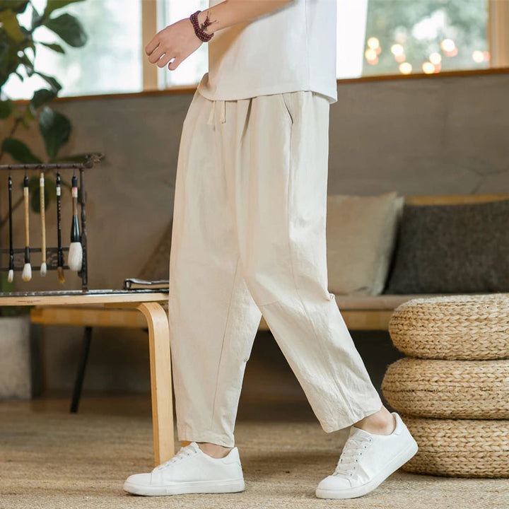 Mens Summer Casual Linen Pants Image 3