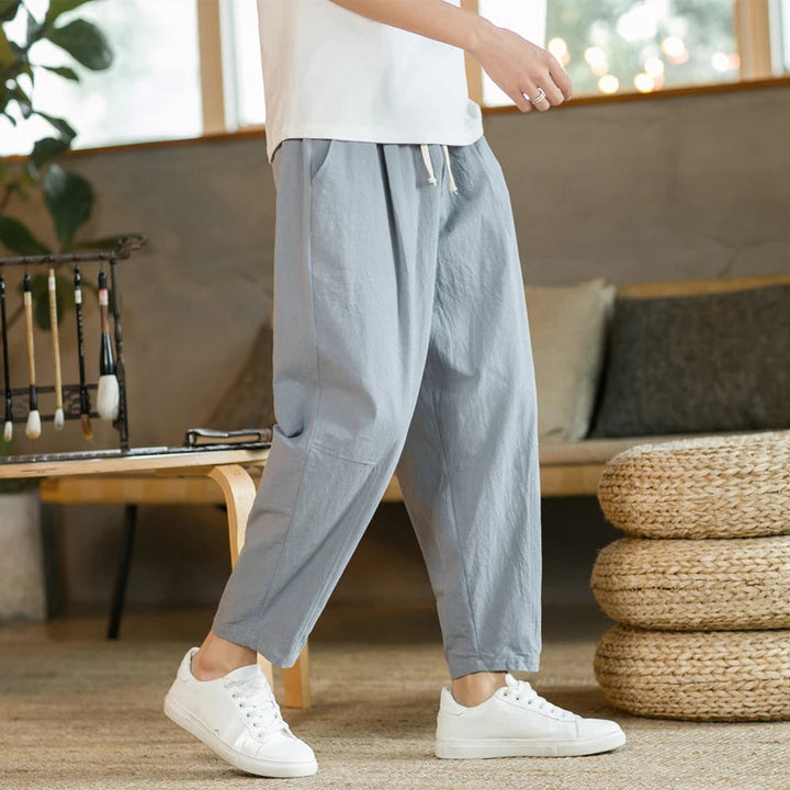 Mens Summer Casual Linen Pants Image 4