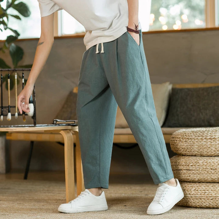 Mens Summer Casual Linen Pants Image 9