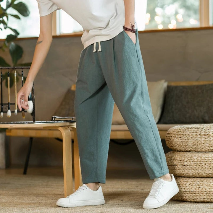 Mens Summer Casual Linen Pants Image 1