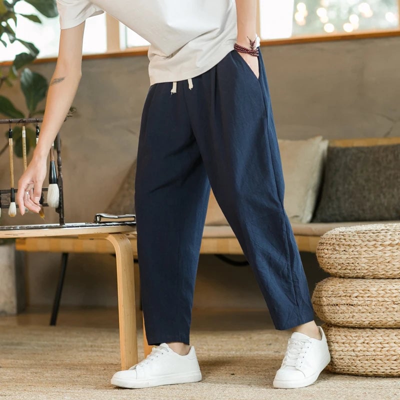 Mens Summer Casual Linen Pants Image 1