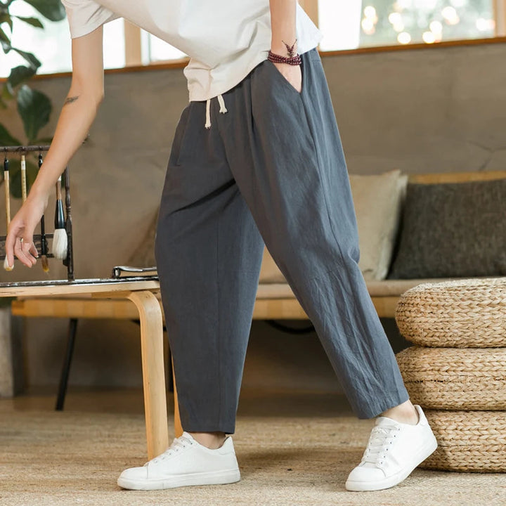 Mens Summer Casual Linen Pants Image 12