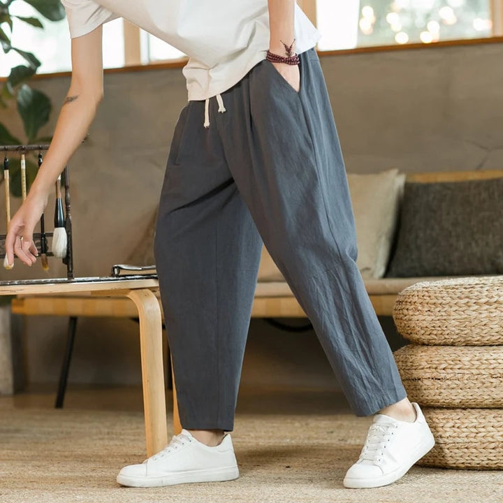 Mens Summer Casual Linen Pants Image 1