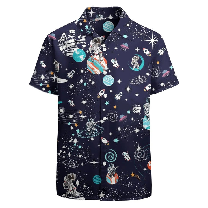 Summer Mens Vocation Lapel Camisa 3d Printed Retro Image 10