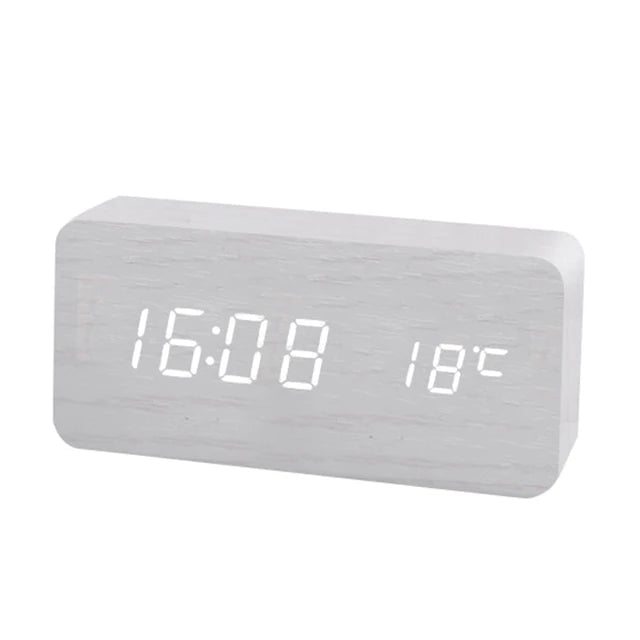 Wooden Digital Alarm Clock With Wireless Charging Image 10