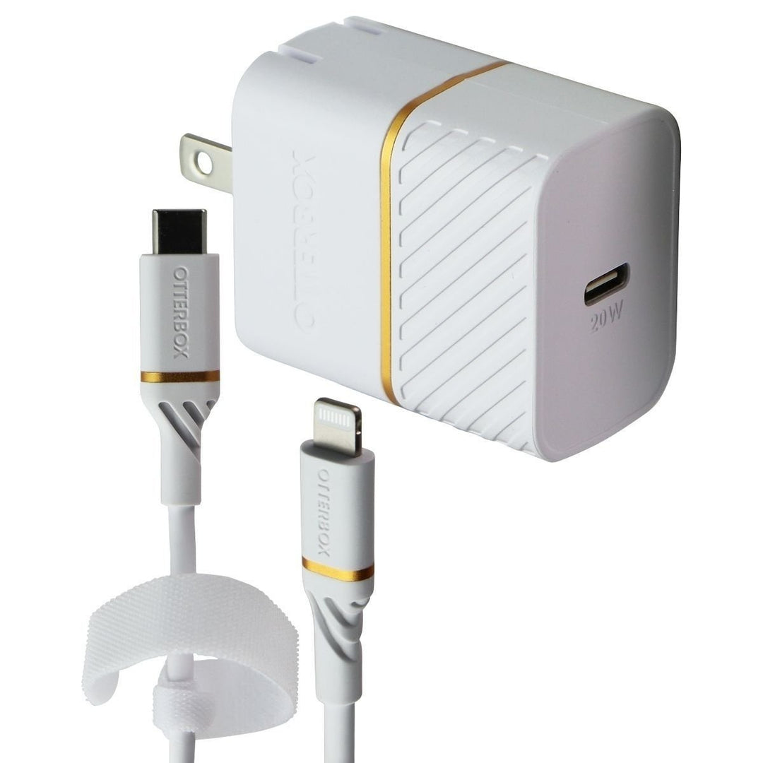 OtterBox Fast 20W Wall Charger and 3-Ft USB-C Cable for iPhone/iPad - Cloud Dust Image 1