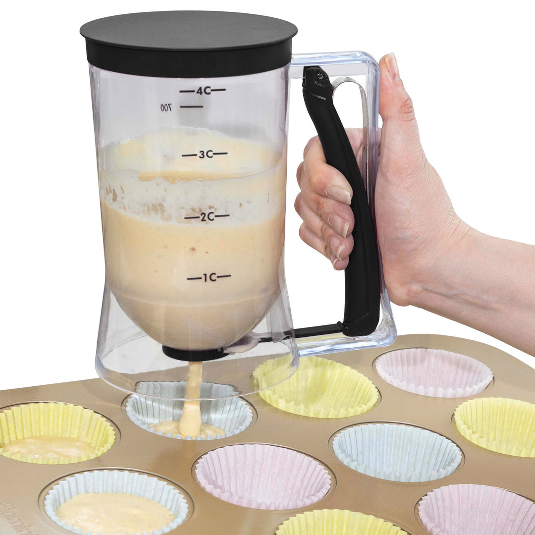 Chef Buddy Pancake Batter Dispenser 4 Cup Black Durable Plastic Drip-Free Nozzle Image 7