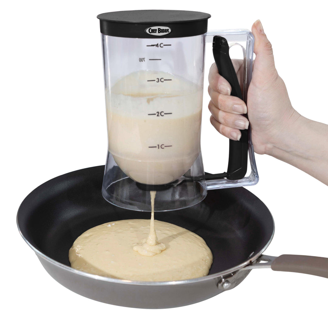 Chef Buddy Pancake Batter Dispenser 4 Cup Black Durable Plastic Drip-Free Nozzle Image 8