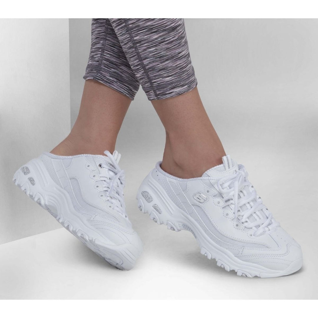 Skechers Womens DLites - Full Bliss Sneaker White/Silver - 149787-WSL WHITE/SILVER Image 4