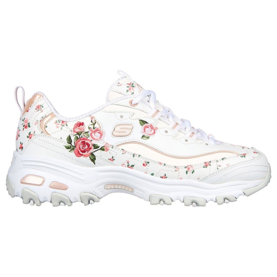 Skechers Womens DLites - Blooming Path Sneaker White/Pink - 149639-WPK WHITE/PINK Image 1