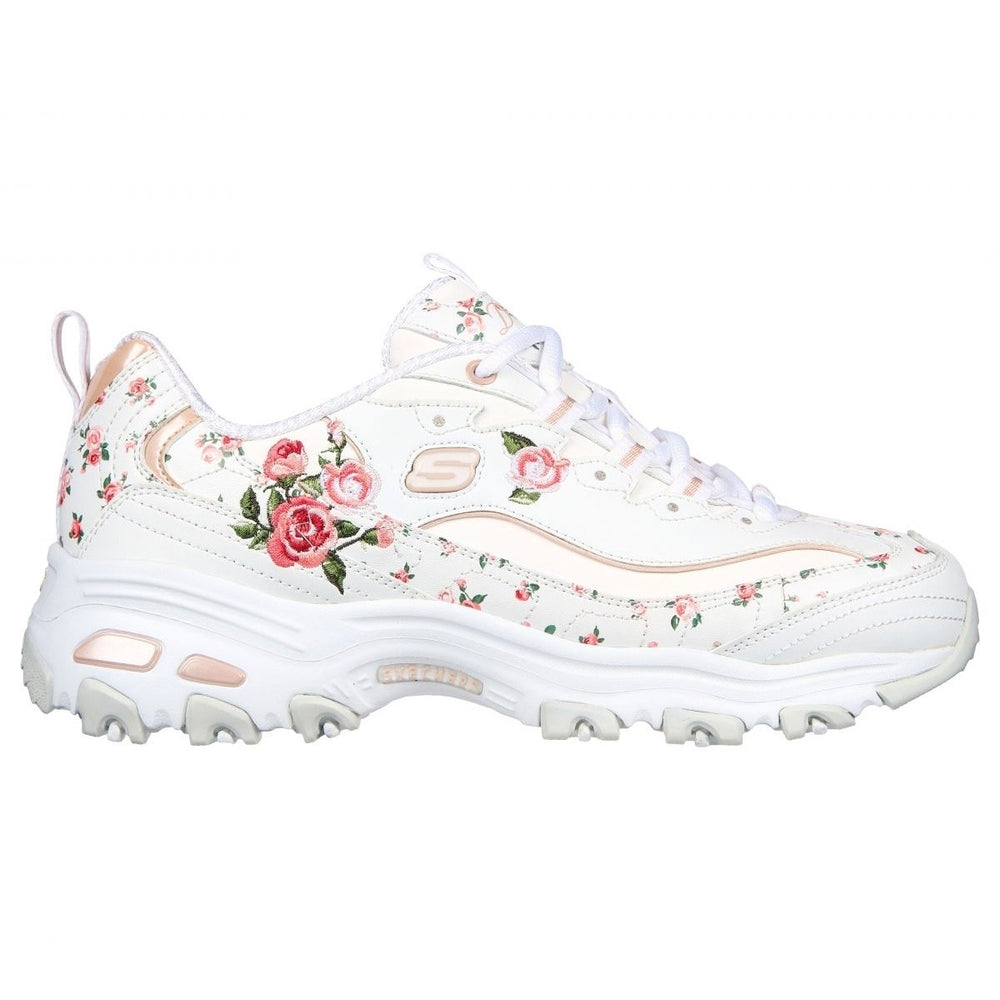 Skechers Womens DLites - Blooming Path Sneaker White/Pink - 149639-WPK WHITE/PINK Image 2