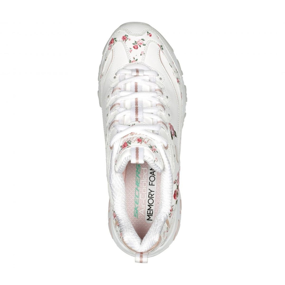 Skechers Womens DLites - Blooming Path Sneaker White/Pink - 149639-WPK WHITE/PINK Image 3