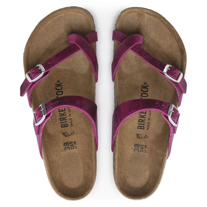 BIRKENSTOCK Mayari Womens Fuchsia Oiled Leather Sandals Regular Width 1024034 Image 4