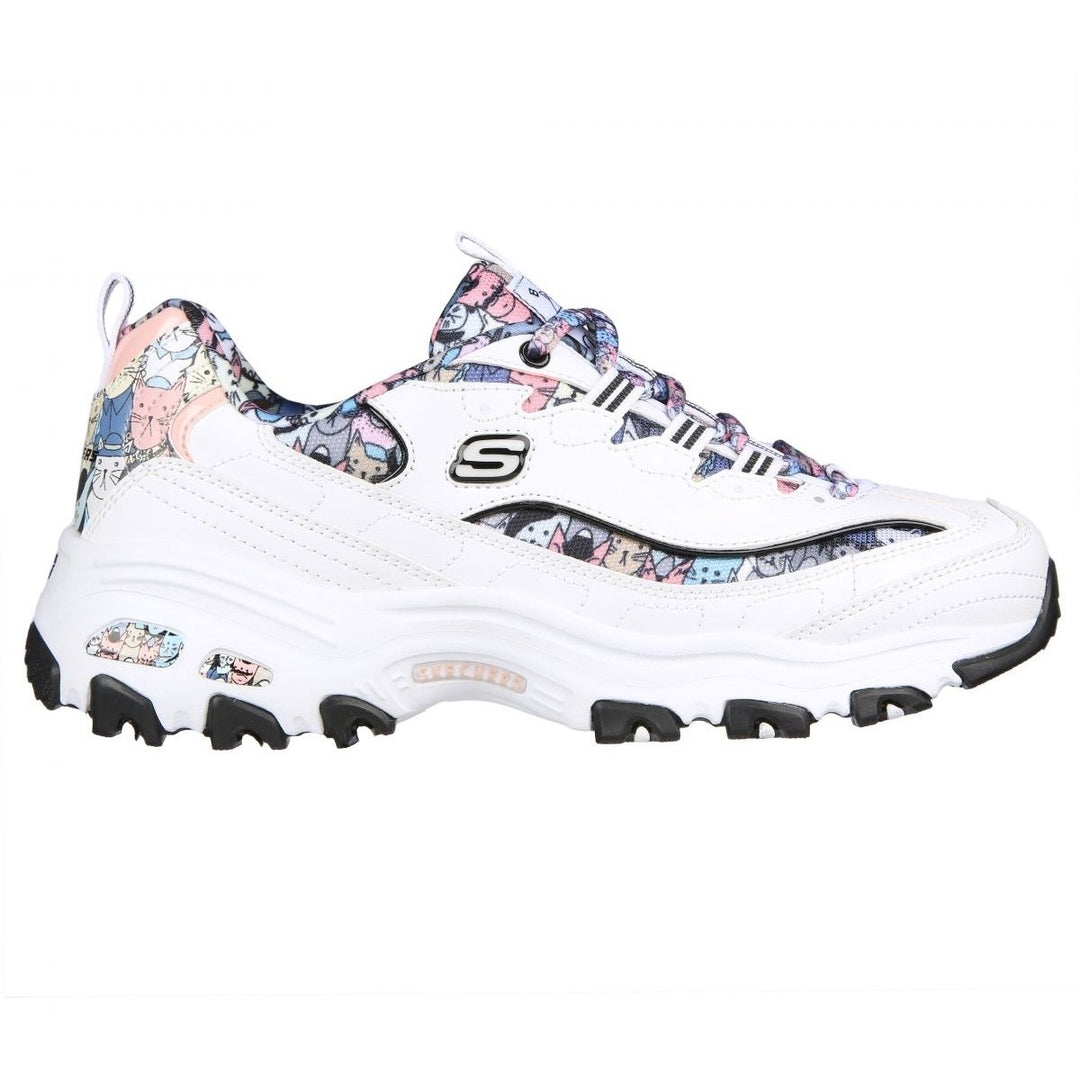 Skechers Womens DLites - Purrfect Step Sneaker White/Multi - 149636-WMLT WHITE/MULTI Image 1