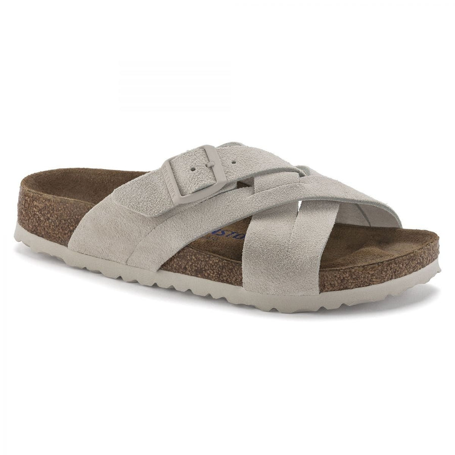 BIRKENSTOCK Womens Lugano Soft Footbed Antique White Suede (narrow width) - 1024560 ANTIQUE WHITE Image 1