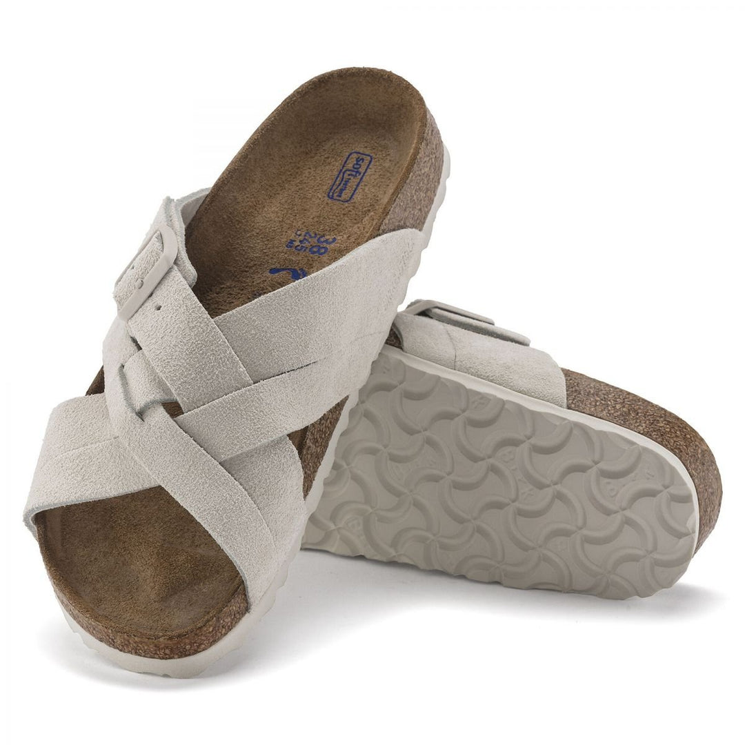 BIRKENSTOCK Womens Lugano Soft Footbed Antique White Suede (narrow width) - 1024560 ANTIQUE WHITE Image 2