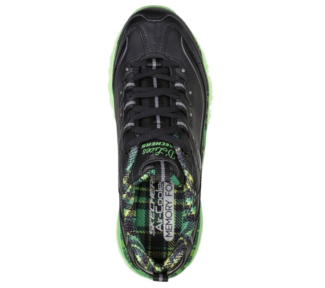 Skechers Womens DLites - Glam Rocker Sneaker Black/Lime - 149508-BKLM BLACK / LIME Image 3