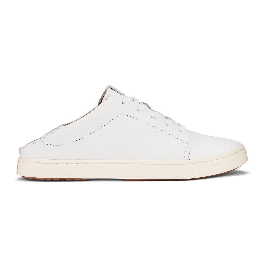 OluKai Womens Pehuea Li Ili Leather Sneaker White/White - 20433-4R4R WHITE/WHITE Image 3