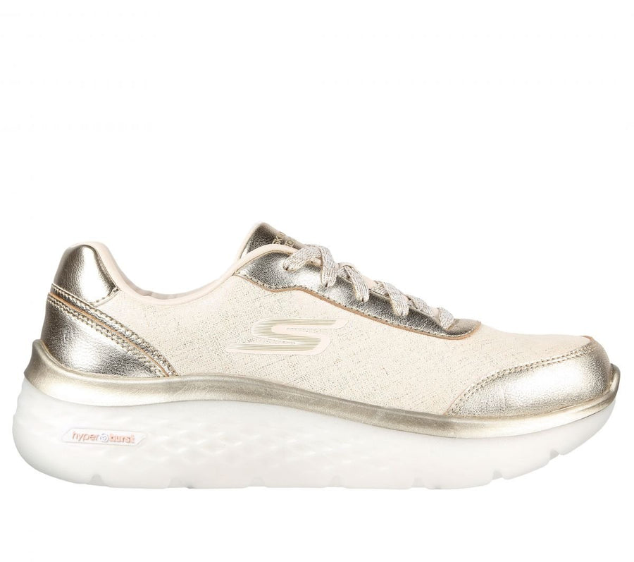 Skechers Womens Go Walk Hyper Burst Giselle White/Gold - 124595-WGD WHITE/GOLD Image 1