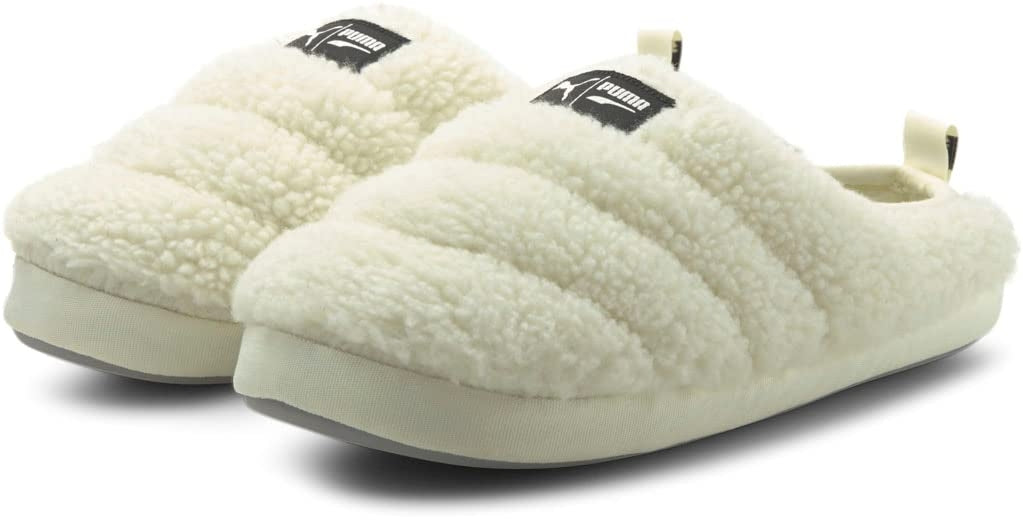 PUMA Juniors Sherpa Scuff Shoes Whisper White Black Comfortable Cozy Wearable Image 2