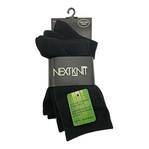 NEXTKNIT Mens Dress Socks Black 3 Pairs NK1195BP One Size Classic Style Image 1