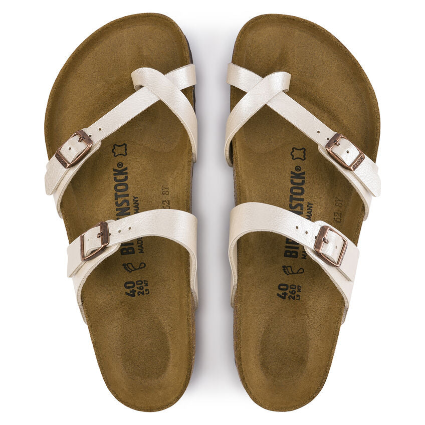 BIRKENSTOCK Mayari Womens Sandals Pearl White Regular Width 0071661 Birko-Flor Image 4