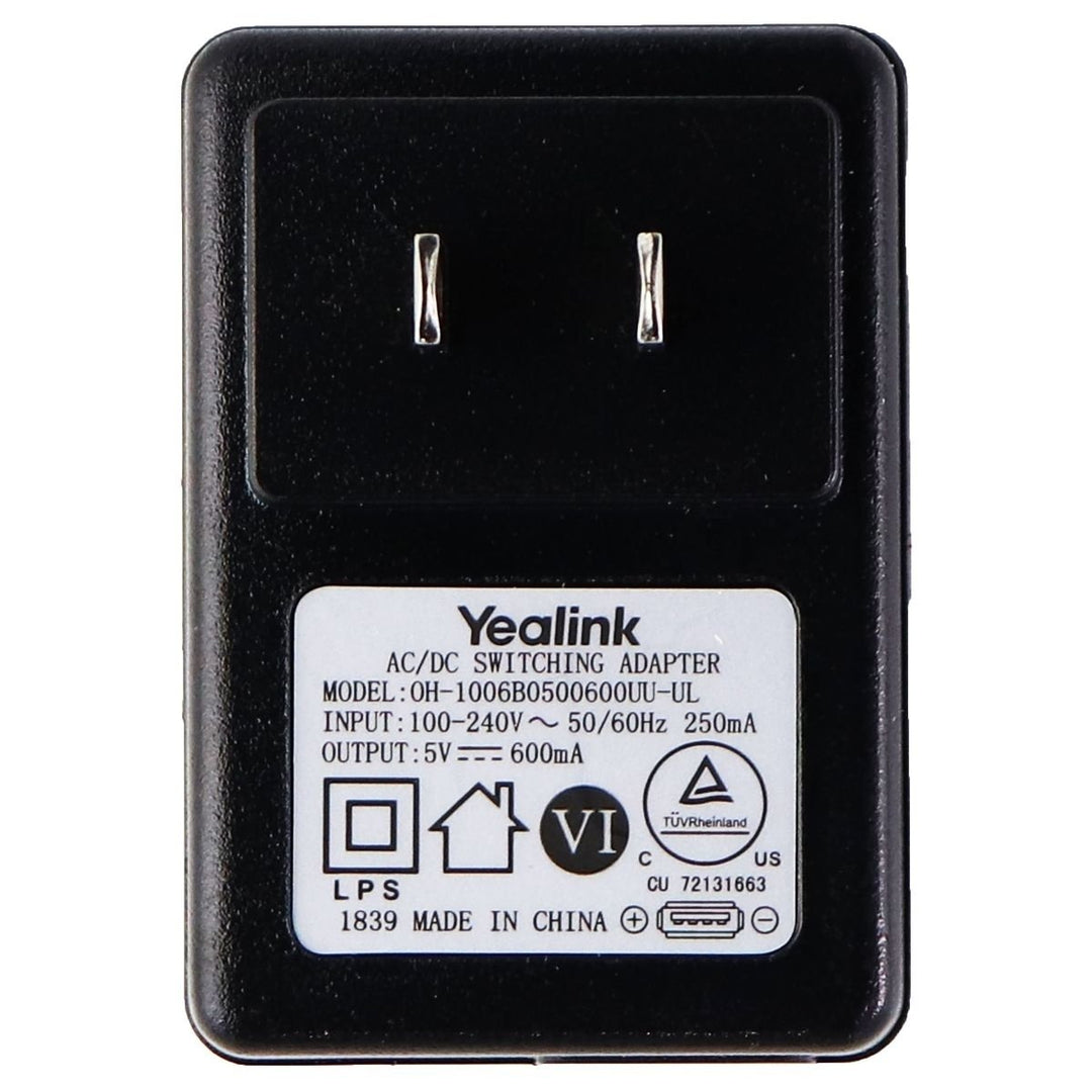 Yealink (5V/600mA) AC/DC Single USB Adapter/Charger Black (0H-1006B0500600UU-UL) Image 2