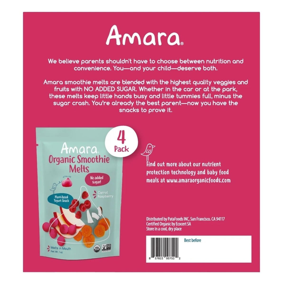 Amara Organic Yogurt Smoothie Carrot Raspberry Melts 1 Ounce (Pack of 4) Image 2