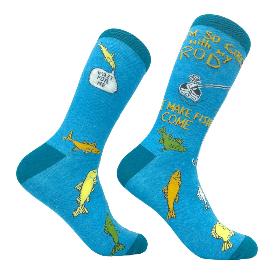 Mens Im So Good With My Rod I Make Fish Come Socks Funny Fishing Sexual Innuendo Novelty Footwear Image 1