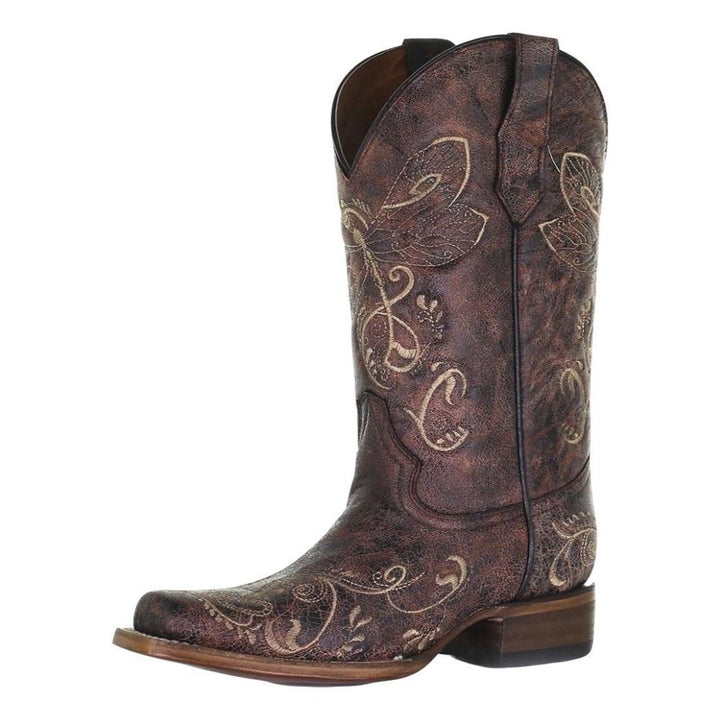 Circle G Western Boots Womens Dragonfly Embroidery Brown Bone L5079 Image 1