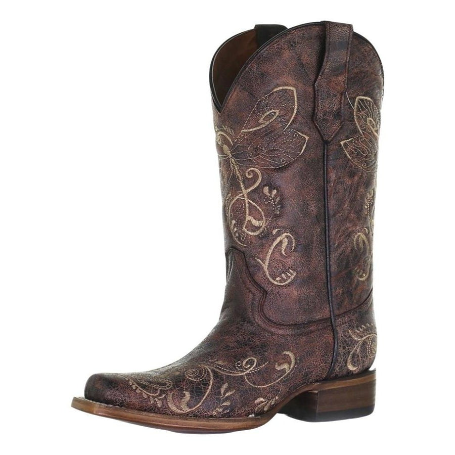 Circle G Western Boots Womens Dragonfly Embroidery Brown Bone L5079 Image 1