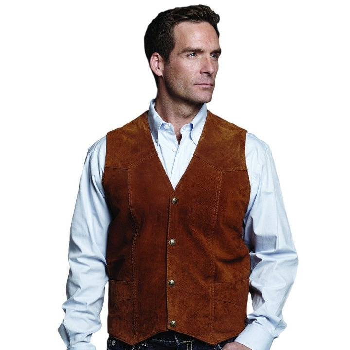 Cripple Creek Western Vest Mens Suede Leather Button Front ML3061 Image 1