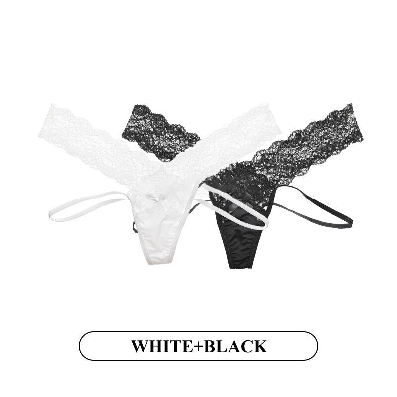 Women Fashion 2PCS/Set Lace Panties Low-waist Temptation Lingerie Femal Cross Strap G String Thong Hollow out Underwear Image 6