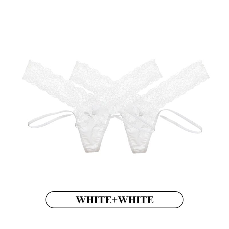 Women Fashion 2PCS/Set Lace Panties Low-waist Temptation Lingerie Femal Cross Strap G String Thong Hollow out Underwear Image 8