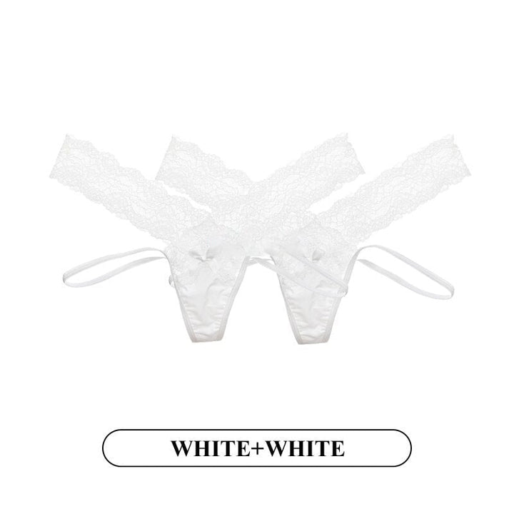 Women Fashion 2PCS/Set Lace Panties Low-waist Temptation Lingerie Femal Cross Strap G String Thong Hollow out Underwear Image 8