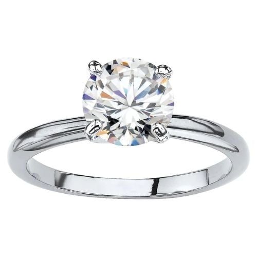 18K White Gold Plated Created White Sapphire 2ct Engagement Ring for Women Image 1