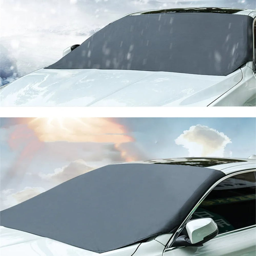 Car Windshield Sunshade Cover 210x120CM Waterproof Magnetic Black Windproof Image 1