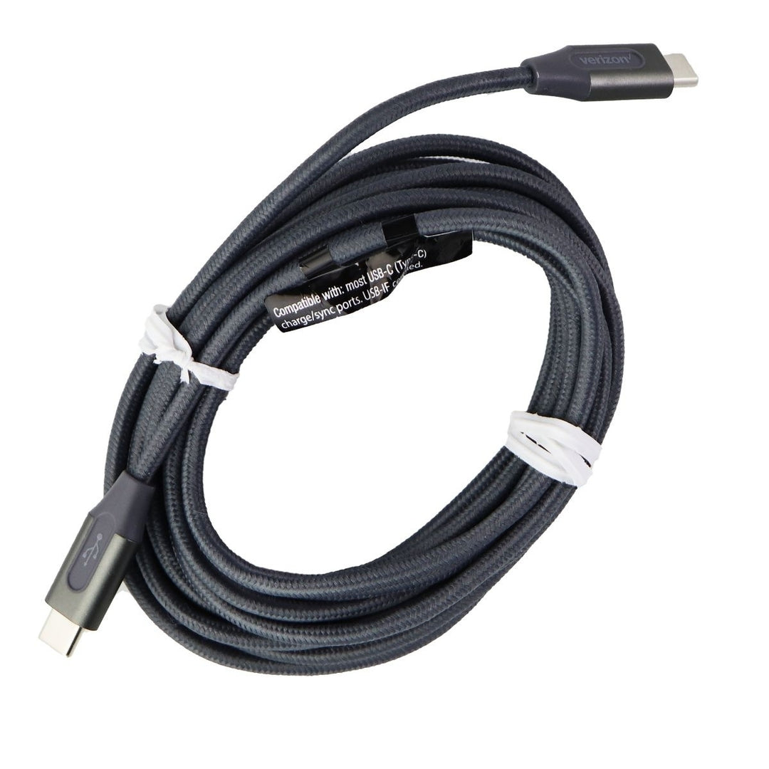 Verizon 10-Ft (USB-C) to (USB-C) Charge and Sync Braided Cable - Gunmetal Gray Image 1