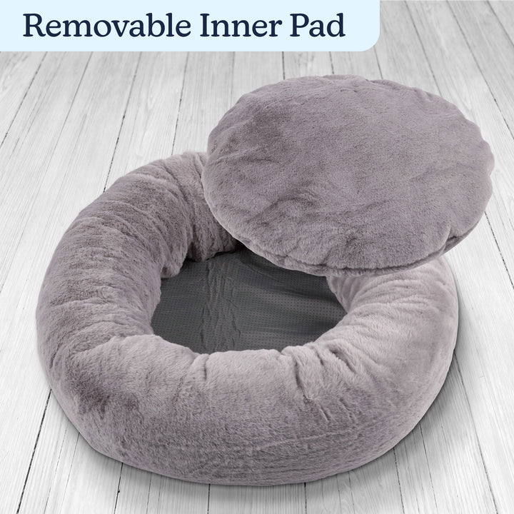 PETMAKER 25in Donut Dog Bed for Small Pets Mixed Memory Foam with faux Cover Image 4