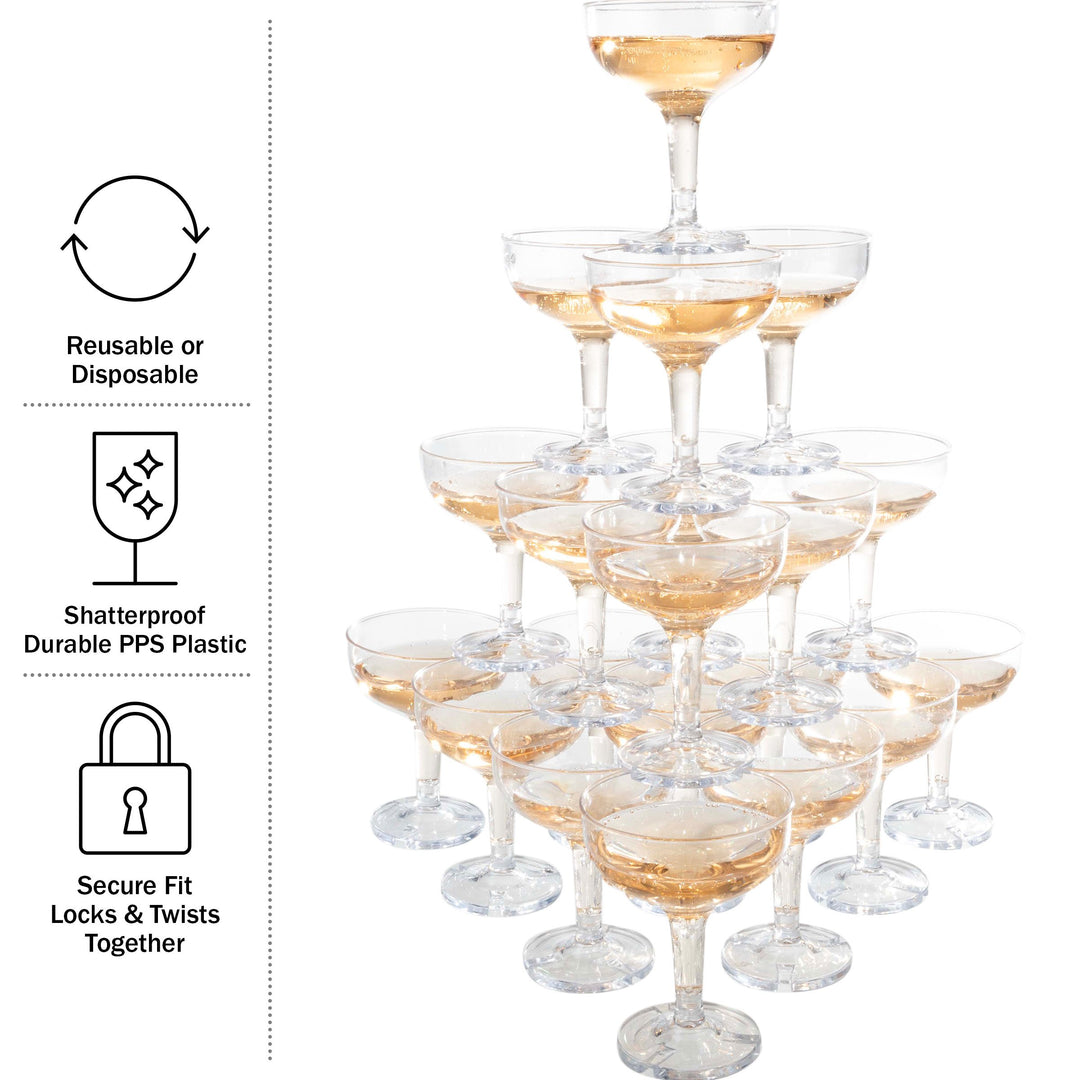 Lavish Home 100-Pack 5oz Shatterproof Plastic Champagne Glasses Durable PPS Image 4