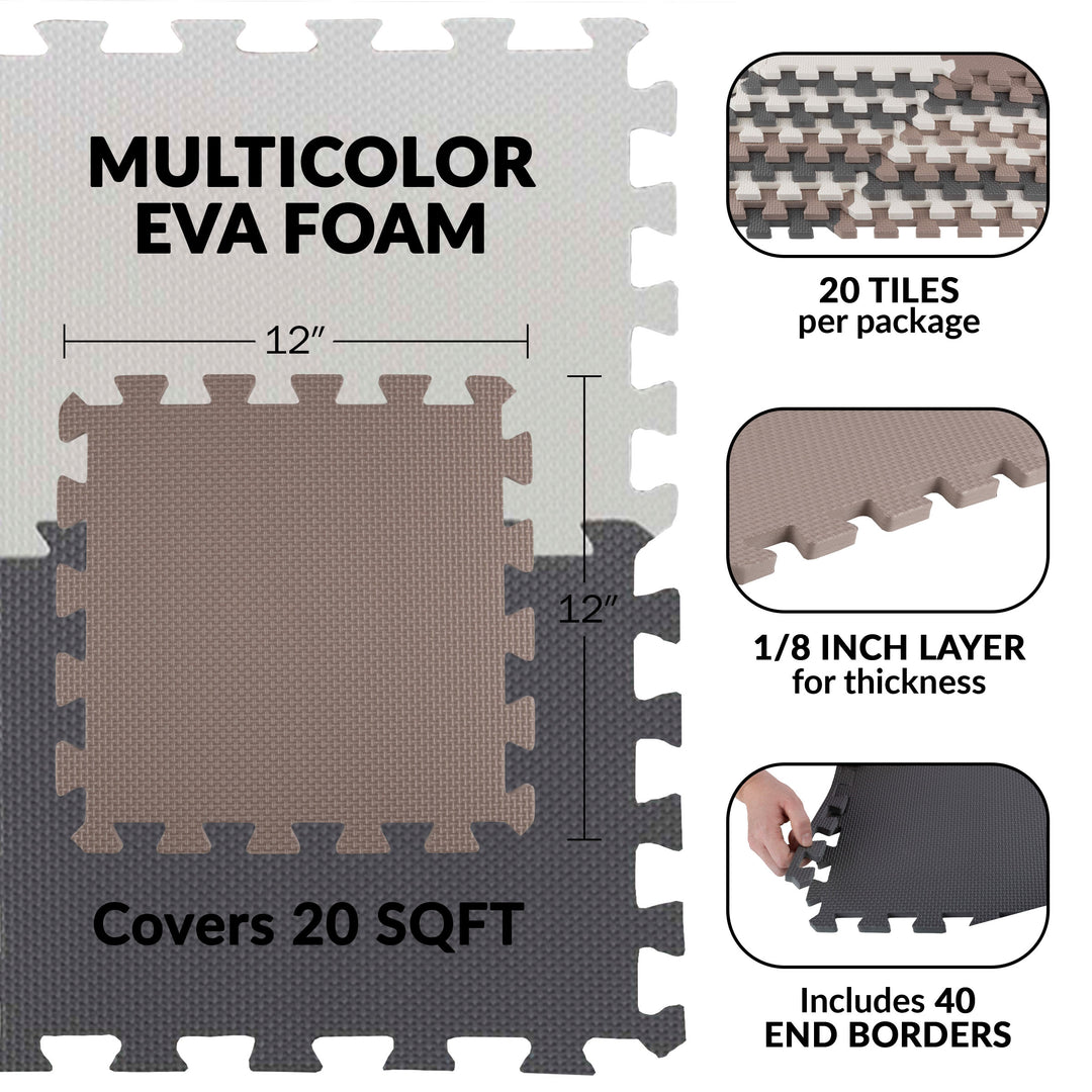 Stalwart Foam Floor Tiles Play Mat 20sqft Interlocking EVA Cushion 20 Pack Image 4