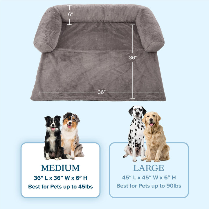 PETMAKER Plush Dog Bed 36in Gray Couch Protector Memory Foam for Pets 45lbs Image 3