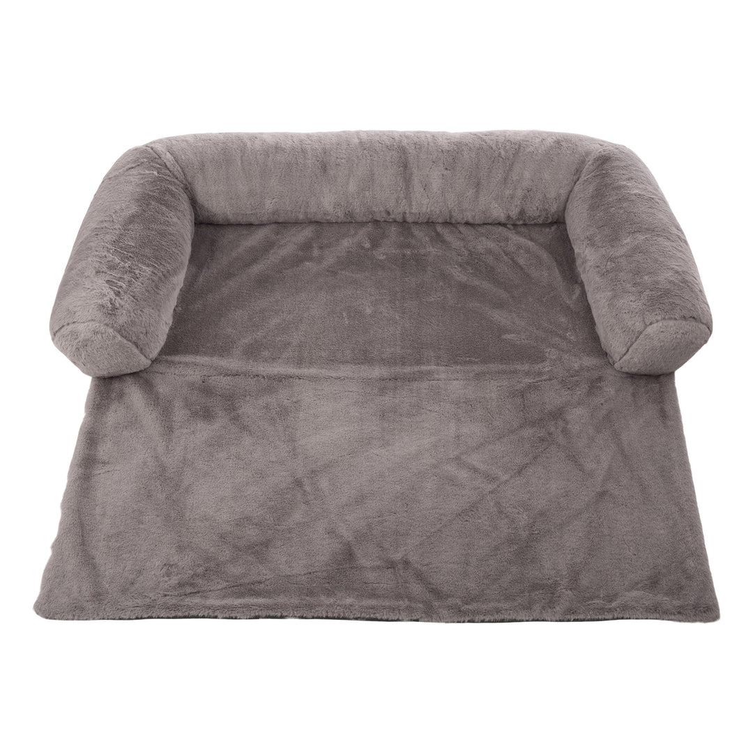 PETMAKER Plush Dog Bed 36in Gray Couch Protector Memory Foam for Pets 45lbs Image 6