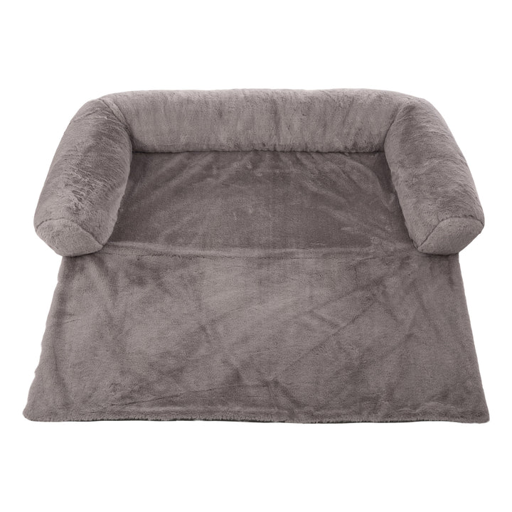 PETMAKER Plush Dog Bed 36in Gray Couch Protector Memory Foam for Pets 45lbs Image 12