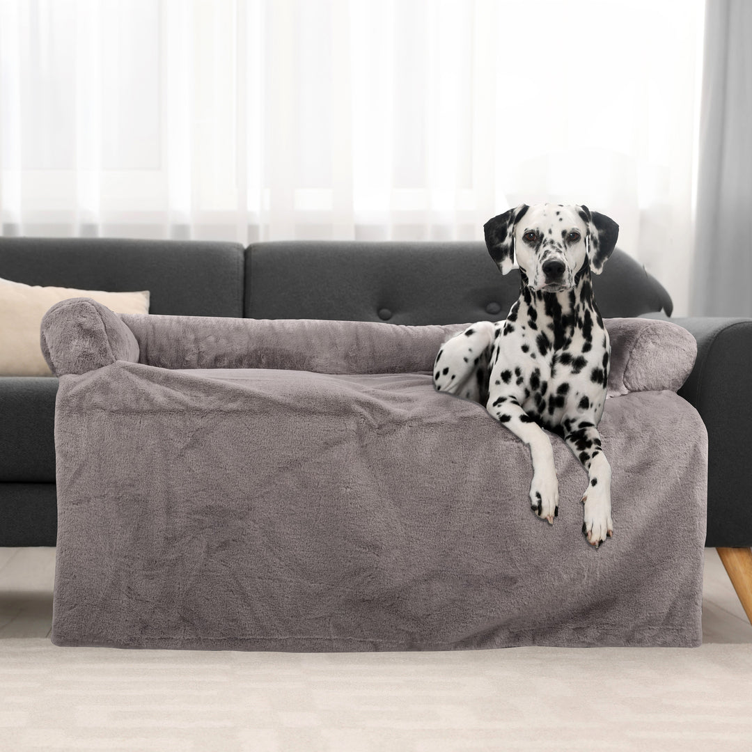 PETMAKER 45in Plush Dog Bed Couch Protector for Dogs up to 90lbs Memory Foam Image 4