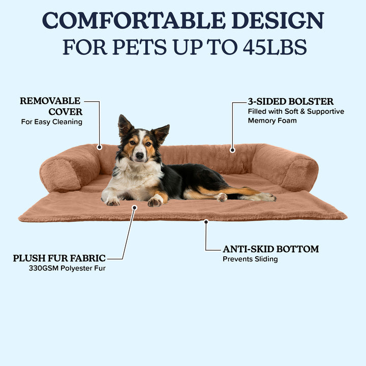 PETMAKER 36in Plush Dog Bed Couch Protector with Bolster for Pets up to 45lbs Image 4