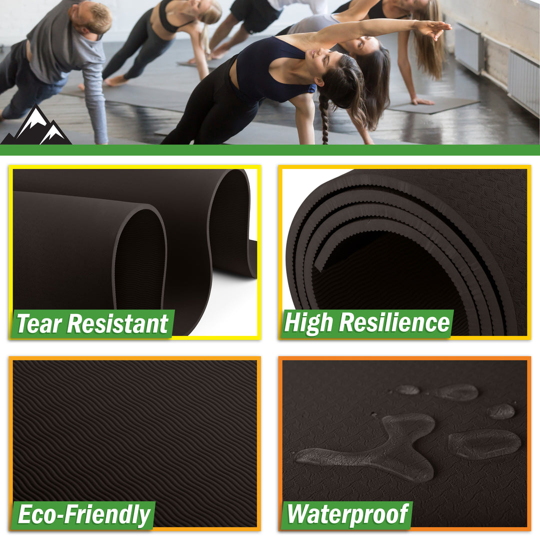 Wakeman 6ft x 4ft Yoga Mat 8mm Thick Non-Toxic Waterproof for Home Gym Image 6