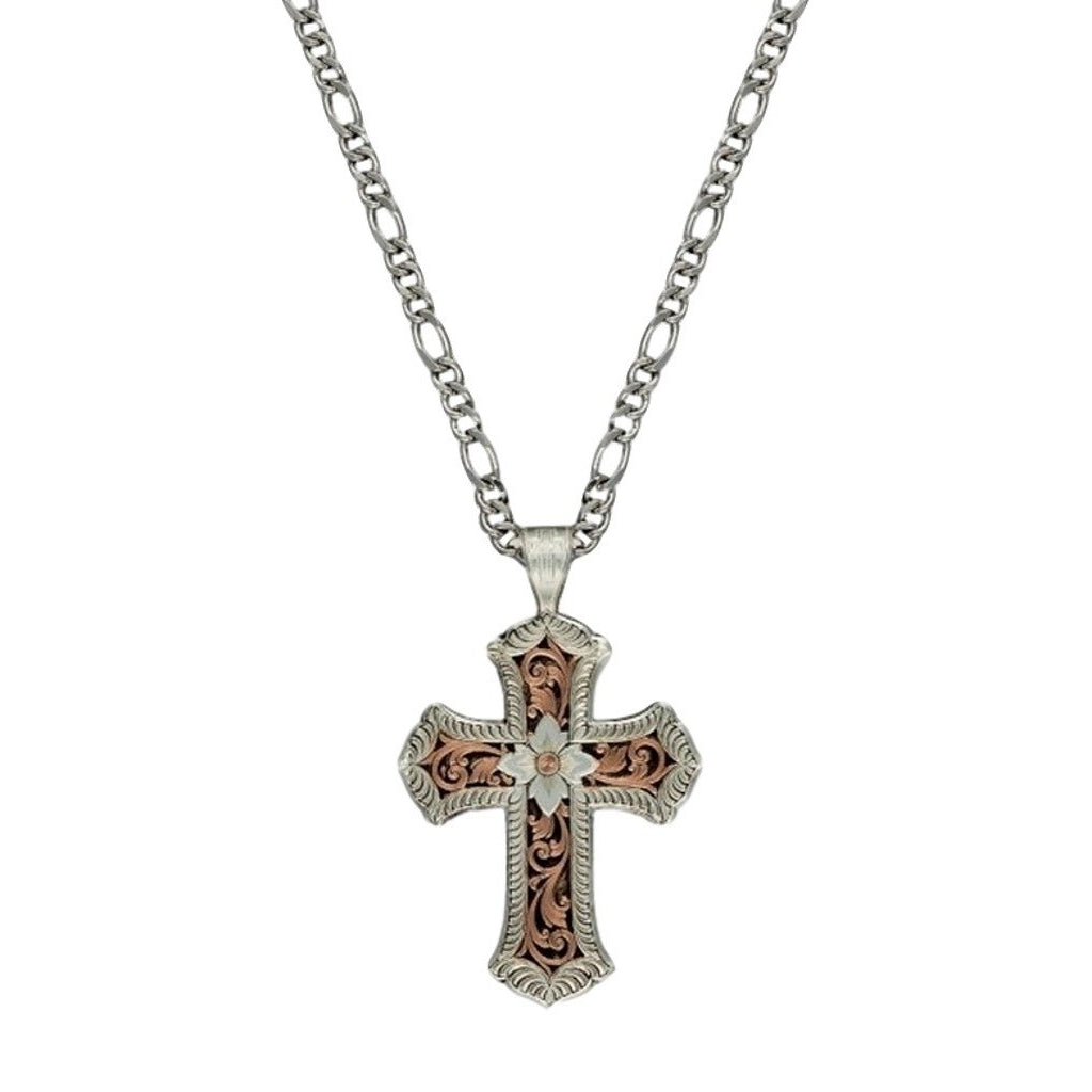 Montana Silversmiths Western Necklace Womens Cross 22" NC1019RGRTS Image 1