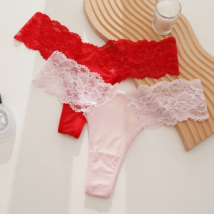 Women Fashion 2Pcs/Lot Lace Lingerie Temptation Low-waist Panties Transparent G String Thong Seamless Underwear Image 6